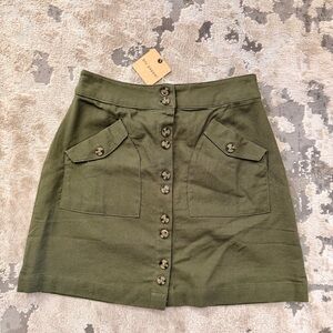 Blu Pepper Green Button-Front Mini Skirt